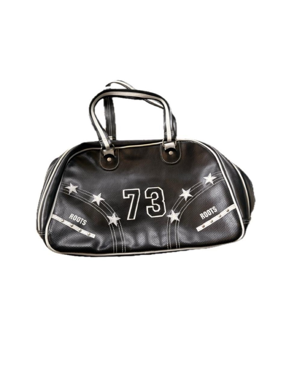 Roots Black and White '73' Travel Satchel